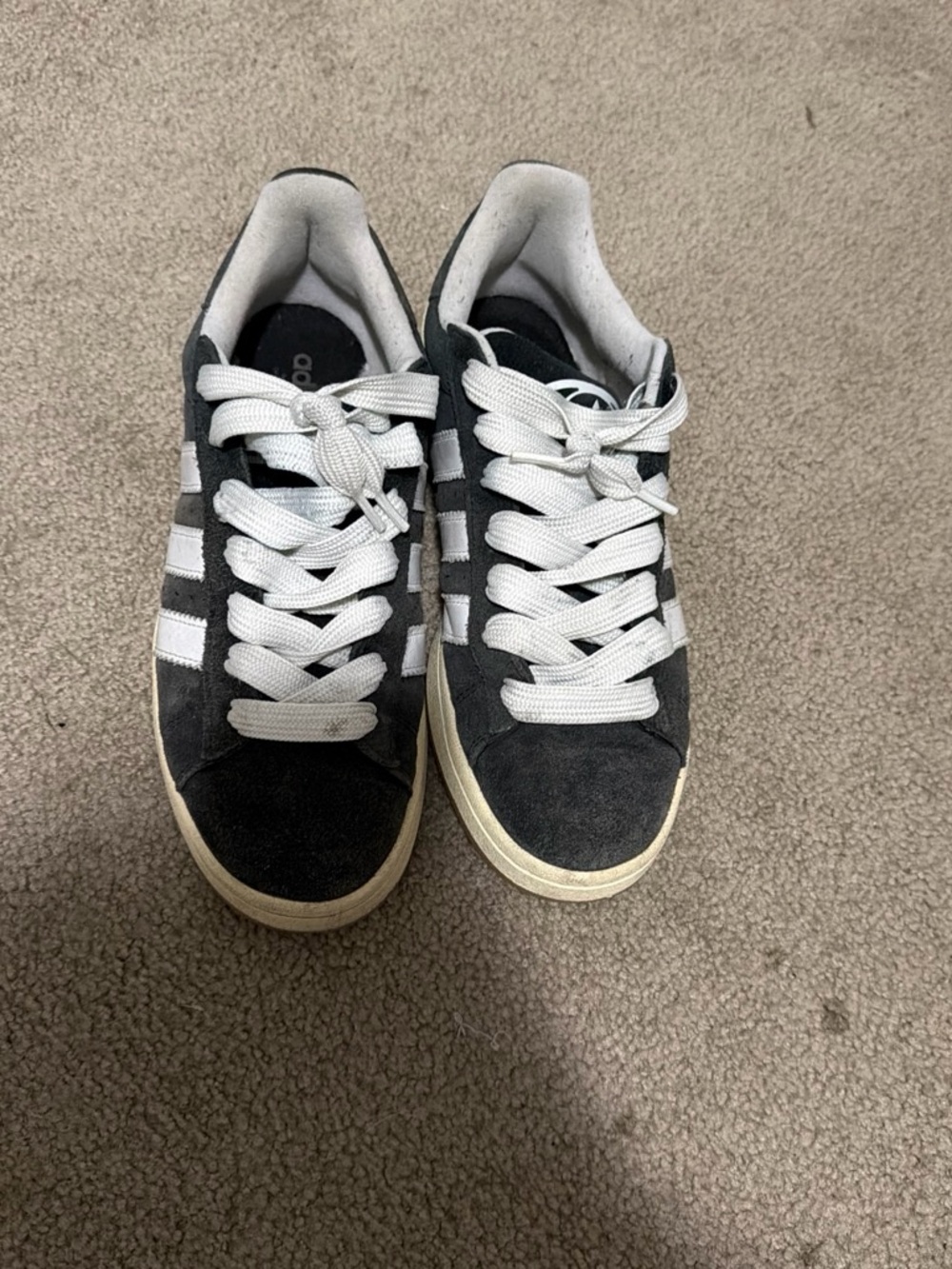adidas Men's Black and White Suede Tennis Shoes